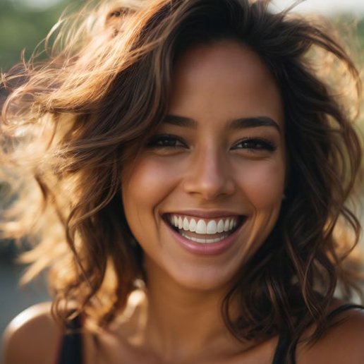 Portrait of confident, smiling woman with perfect teeth