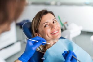 Smiling woman ready for a dental checkup 